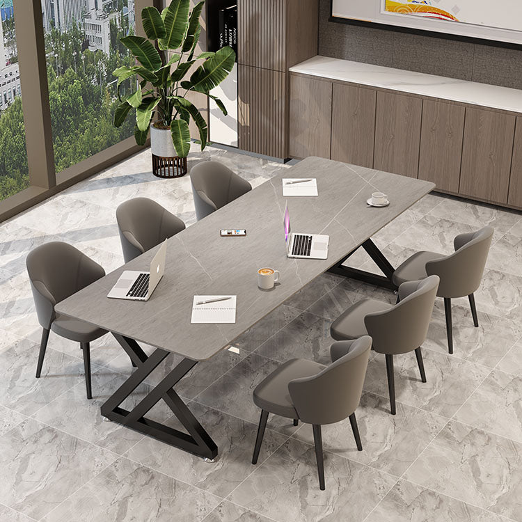 Industrielle rechteckige Schreibtisch Stein Stone Office Desk mit Schlittenbasis