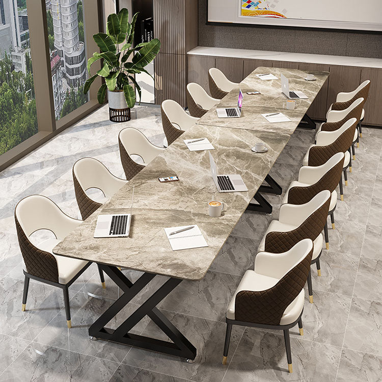 Industrielle rechteckige Schreibtisch Stein Stone Office Desk mit Schlittenbasis