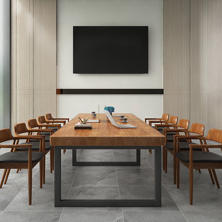 Pine Wood Meeting Table Industrial Rectangle Office Working Table Clearhalo 'furn' 'furn_office_desk' 'Furniture' 'Office Desks' 'Office Furniture' 'office_desk' 5439663