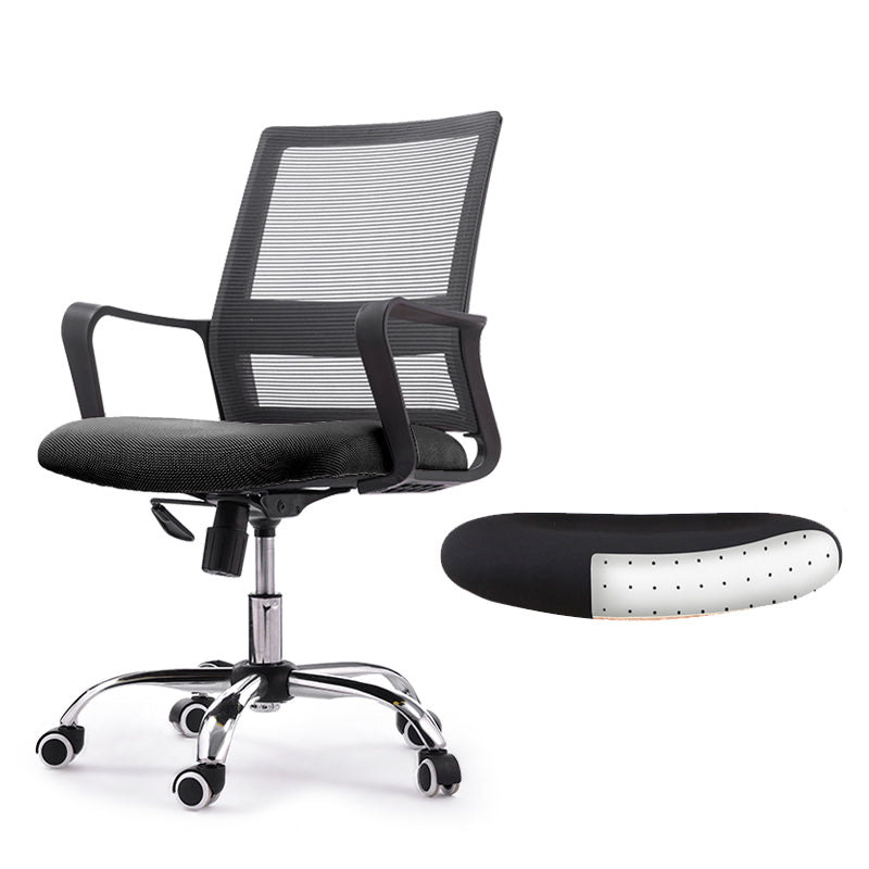 Modern Style Swivel Task Chair Tilt Mechanism Office Chair with Fixed Arms Black Latex Clearhalo 'furn' 'furn_office_chair' 'Furniture' 'Office Chairs' 'Office Furniture' 'office_chair' 5439753