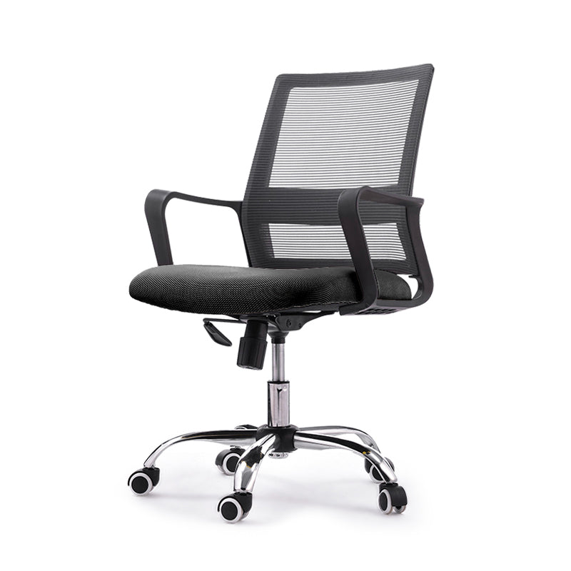 Modern Style Swivel Task Chair Tilt Mechanism Office Chair with Fixed Arms Black Sponge Clearhalo 'furn' 'furn_office_chair' 'Furniture' 'Office Chairs' 'Office Furniture' 'office_chair' 5439760