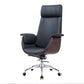 Leather Adjustable Task Chair Silver Metal Base Modern Office Chair Black Leather Clearhalo 'furn' 'furn_office_chair' 'Furniture' 'Office Chairs' 'Office Furniture' 'office_chair' 5439795