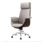 Leather Adjustable Task Chair Silver Metal Base Modern Office Chair Dark Gray-White Leather Clearhalo 'furn' 'furn_office_chair' 'Furniture' 'Office Chairs' 'Office Furniture' 'office_chair' 5439799