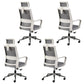 Contemporary Office Computer Chair Ergonomic Mesh Task Arm Chair White-Gray 4 Piece Set With Headrest Clearhalo 'furn' 'furn_office_chair' 'Furniture' 'Office Chairs' 'Office Furniture' 'office_chair' 5439883