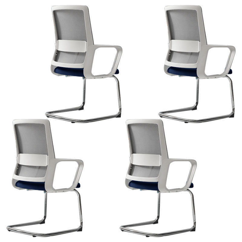 Contemporary Office Computer Chair Ergonomic Mesh Task Arm Chair Blue-White 4 Piece Set Without Headrest Clearhalo 'furn' 'furn_office_chair' 'Furniture' 'Office Chairs' 'Office Furniture' 'office_chair' 5439889