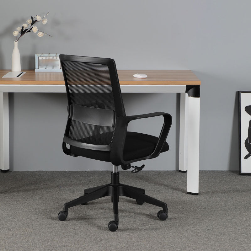 Contemporary Office Computer Chair Ergonomic Mesh Task Arm Chair Black 1 Piece Without Headrest Clearhalo 'furn' 'furn_office_chair' 'Furniture' 'Office Chairs' 'Office Furniture' 'office_chair' 5439892