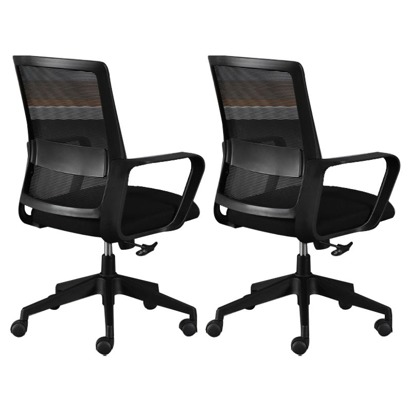 Contemporary Office Computer Chair Ergonomic Mesh Task Arm Chair Black 2 Piece Set Without Headrest Clearhalo 'furn' 'furn_office_chair' 'Furniture' 'Office Chairs' 'Office Furniture' 'office_chair' 5439893