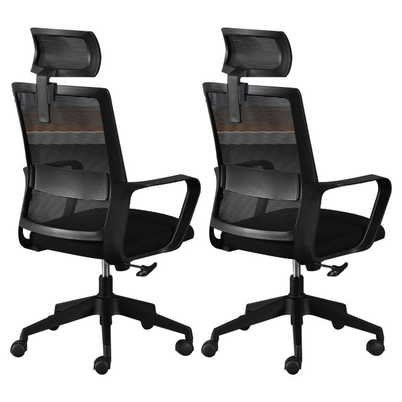 Contemporary Office Computer Chair Ergonomic Mesh Task Arm Chair Black 2 Piece Set With Headrest Clearhalo 'furn' 'furn_office_chair' 'Furniture' 'Office Chairs' 'Office Furniture' 'office_chair' 5439902