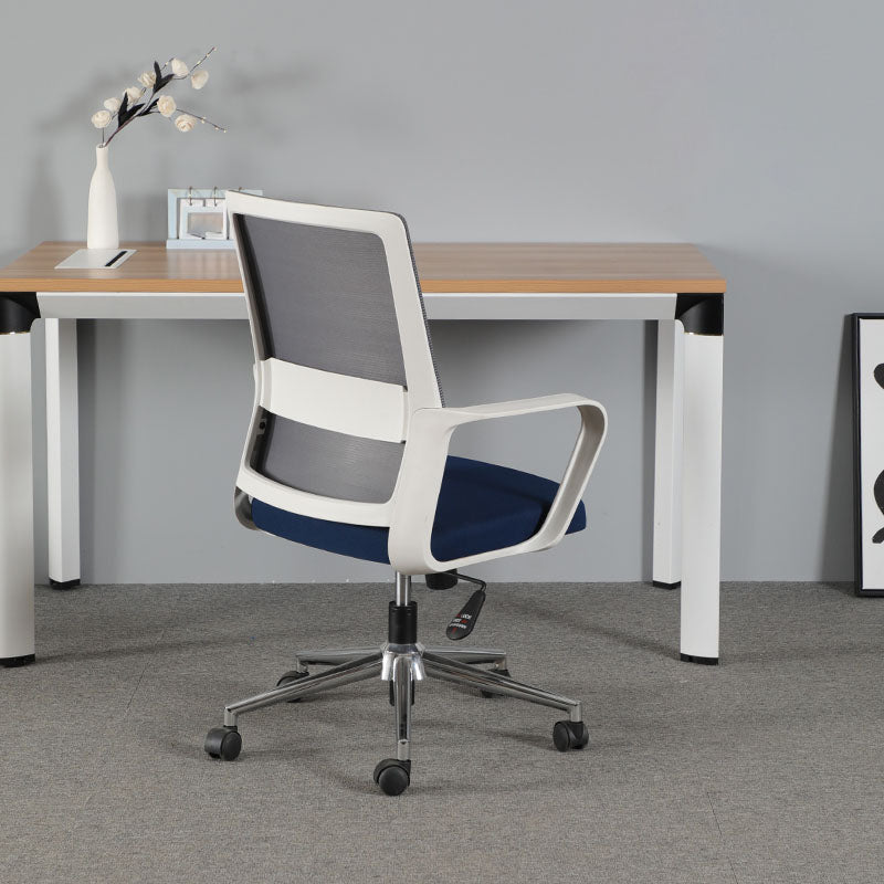Contemporary Office Computer Chair Ergonomic Mesh Task Arm Chair White-Blue 1 Piece Without Headrest Clearhalo 'furn' 'furn_office_chair' 'Furniture' 'Office Chairs' 'Office Furniture' 'office_chair' 5439904