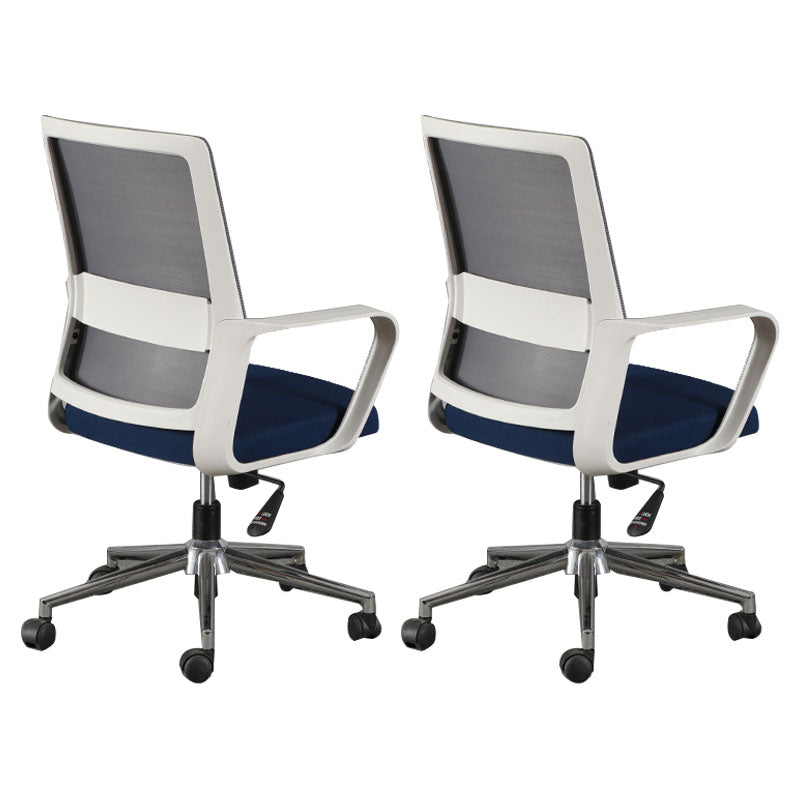 Contemporary Office Computer Chair Ergonomic Mesh Task Arm Chair White-Blue 2 Piece Set Without Headrest Clearhalo 'furn' 'furn_office_chair' 'Furniture' 'Office Chairs' 'Office Furniture' 'office_chair' 5439905