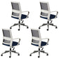 Contemporary Office Computer Chair Ergonomic Mesh Task Arm Chair White-Blue 4 Piece Set Without Headrest Clearhalo 'furn' 'furn_office_chair' 'Furniture' 'Office Chairs' 'Office Furniture' 'office_chair' 5439906