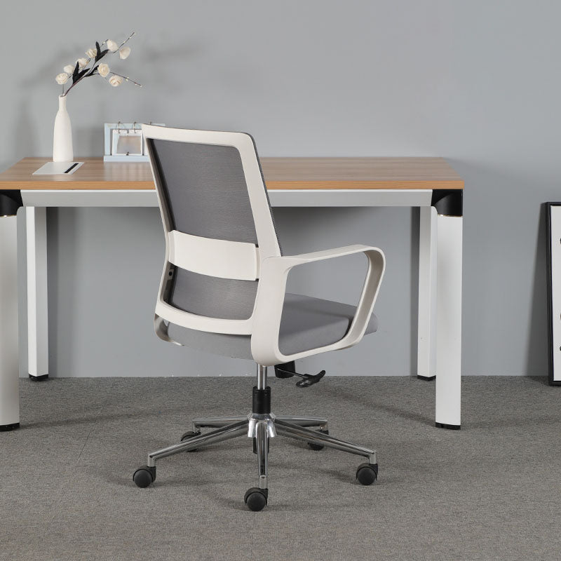 Contemporary Office Computer Chair Ergonomic Mesh Task Arm Chair White-Gray 1 Piece Without Headrest Clearhalo 'furn' 'furn_office_chair' 'Furniture' 'Office Chairs' 'Office Furniture' 'office_chair' 5439907