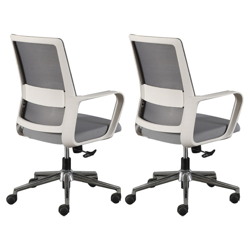 Contemporary Office Computer Chair Ergonomic Mesh Task Arm Chair White-Gray 2 Piece Set Without Headrest Clearhalo 'furn' 'furn_office_chair' 'Furniture' 'Office Chairs' 'Office Furniture' 'office_chair' 5439908