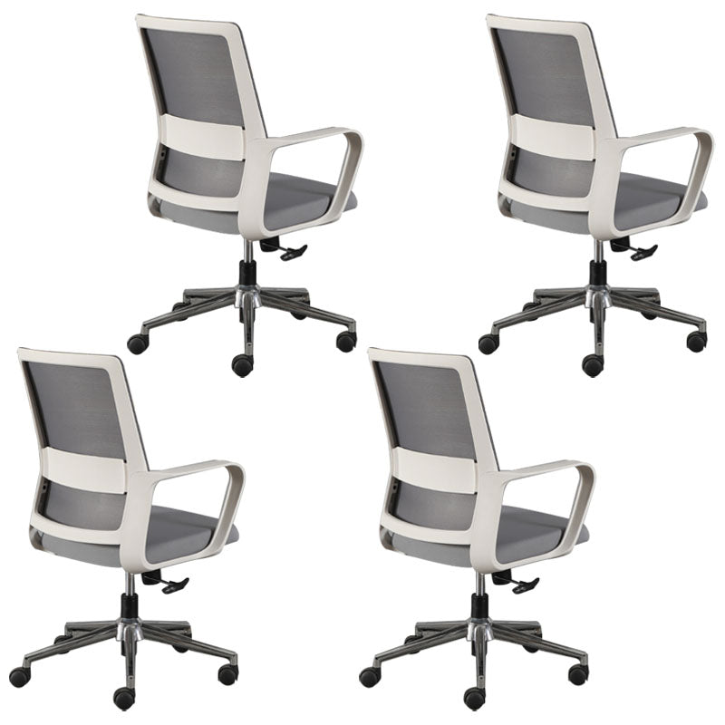 Contemporary Office Computer Chair Ergonomic Mesh Task Arm Chair White-Gray 4 Piece Set Without Headrest Clearhalo 'furn' 'furn_office_chair' 'Furniture' 'Office Chairs' 'Office Furniture' 'office_chair' 5439909