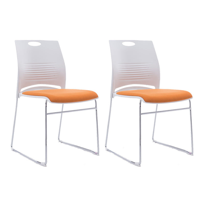 Mid-back Office Chair Plastic/Sponge Seat Armless Office Chair White-Orange 2 Piece Set Clearhalo 'furn' 'furn_office_chair' 'Furniture' 'Office Chairs' 'Office Furniture' 'office_chair' 5439997