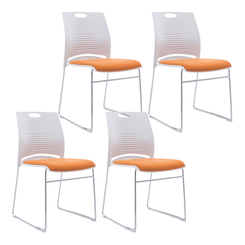 Mid-back Office Chair Plastic/Sponge Seat Armless Office Chair White-Orange 4 Piece Set Clearhalo 'furn' 'furn_office_chair' 'Furniture' 'Office Chairs' 'Office Furniture' 'office_chair' 5439999