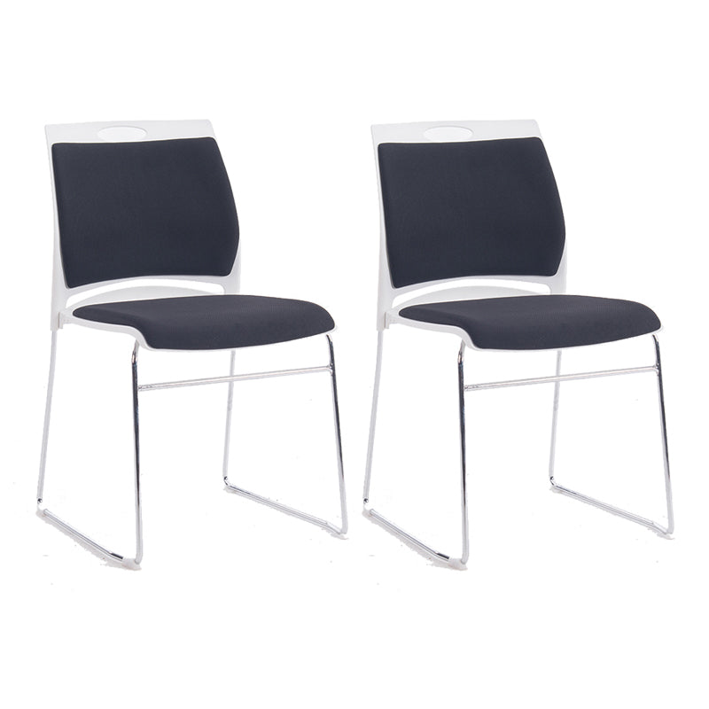 Mid-back Office Chair Plastic/Sponge Seat Armless Office Chair Textured Black 2 Piece Set Clearhalo 'furn' 'furn_office_chair' 'Furniture' 'Office Chairs' 'Office Furniture' 'office_chair' 5440003