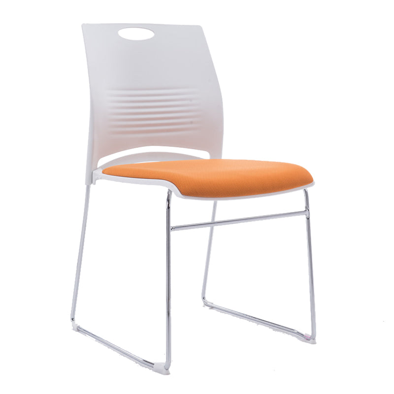 Mid-back Office Chair Plastic/Sponge Seat Armless Office Chair White-Orange 1 Piece Clearhalo 'furn' 'furn_office_chair' 'Furniture' 'Office Chairs' 'Office Furniture' 'office_chair' 5440005