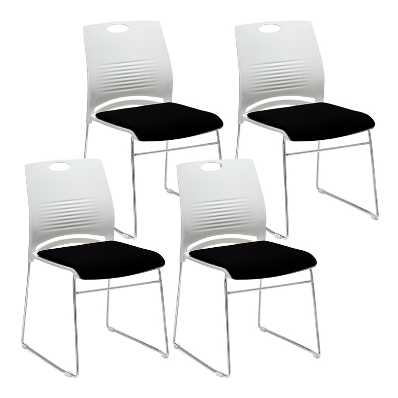 Mid-back Office Chair Plastic/Sponge Seat Armless Office Chair White-Black 4 Piece Set Clearhalo 'furn' 'furn_office_chair' 'Furniture' 'Office Chairs' 'Office Furniture' 'office_chair' 5440010