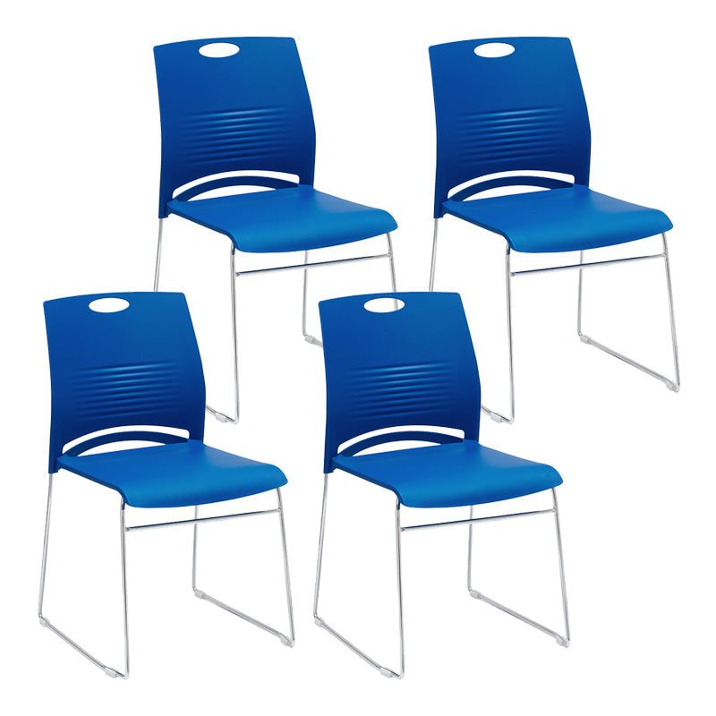 Mid-back Office Chair Plastic/Sponge Seat Armless Office Chair Blue 4 Piece Set Clearhalo 'furn' 'furn_office_chair' 'Furniture' 'Office Chairs' 'Office Furniture' 'office_chair' 5440014