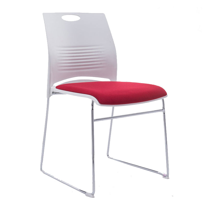 Mid-back Office Chair Plastic/Sponge Seat Armless Office Chair White-Red 1 Piece Clearhalo 'furn' 'furn_office_chair' 'Furniture' 'Office Chairs' 'Office Furniture' 'office_chair' 5440018