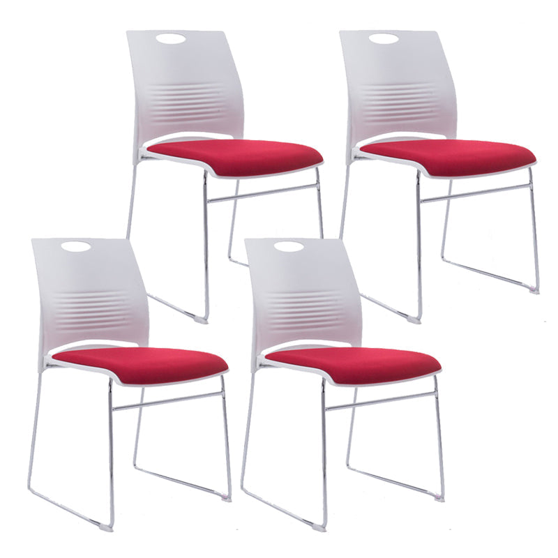Mid-back Office Chair Plastic/Sponge Seat Armless Office Chair White-Red 4 Piece Set Clearhalo 'furn' 'furn_office_chair' 'Furniture' 'Office Chairs' 'Office Furniture' 'office_chair' 5440020