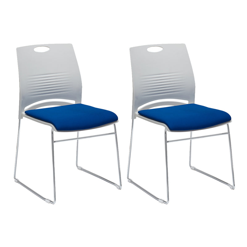 Mid-back Office Chair Plastic/Sponge Seat Armless Office Chair White-Blue 2 Piece Set Clearhalo 'furn' 'furn_office_chair' 'Furniture' 'Office Chairs' 'Office Furniture' 'office_chair' 5440025