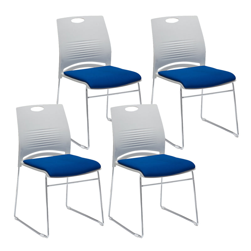 Mid-back Office Chair Plastic/Sponge Seat Armless Office Chair White-Blue 4 Piece Set Clearhalo 'furn' 'furn_office_chair' 'Furniture' 'Office Chairs' 'Office Furniture' 'office_chair' 5440026