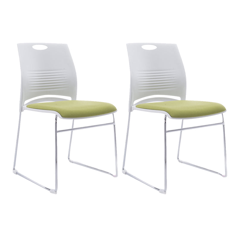Mid-back Office Chair Plastic/Sponge Seat Armless Office Chair White-Green 2 Piece Set Clearhalo 'furn' 'furn_office_chair' 'Furniture' 'Office Chairs' 'Office Furniture' 'office_chair' 5440028