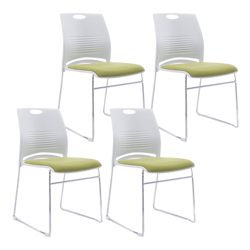 Mid-back Office Chair Plastic/Sponge Seat Armless Office Chair White-Green 4 Piece Set Clearhalo 'furn' 'furn_office_chair' 'Furniture' 'Office Chairs' 'Office Furniture' 'office_chair' 5440029