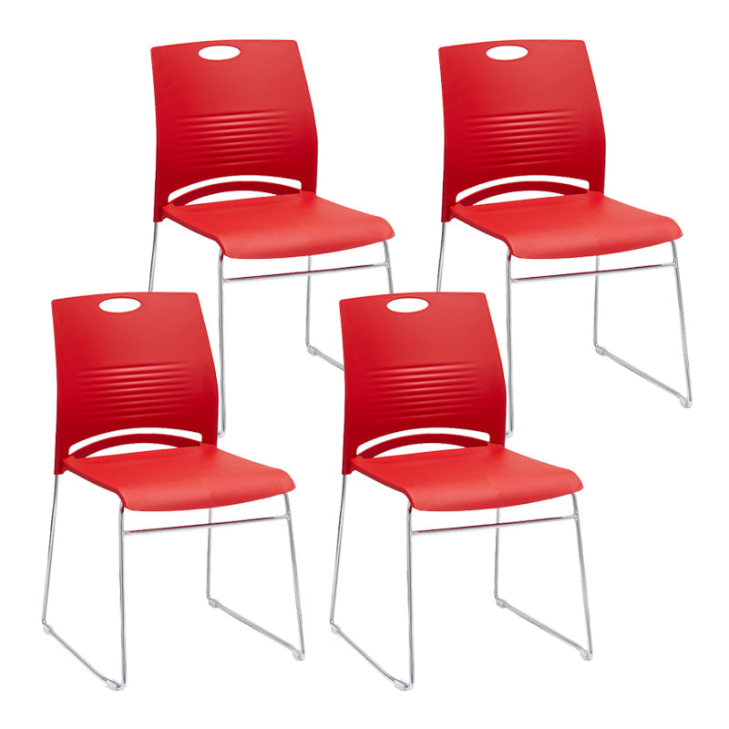 Mid-back Office Chair Plastic/Sponge Seat Armless Office Chair Red 4 Piece Set Clearhalo 'furn' 'furn_office_chair' 'Furniture' 'Office Chairs' 'Office Furniture' 'office_chair' 5440041