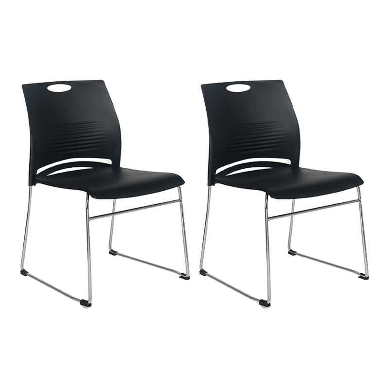 Mid-back Office Chair Plastic/Sponge Seat Armless Office Chair Black 2 Piece Set Clearhalo 'furn' 'furn_office_chair' 'Furniture' 'Office Chairs' 'Office Furniture' 'office_chair' 5440043