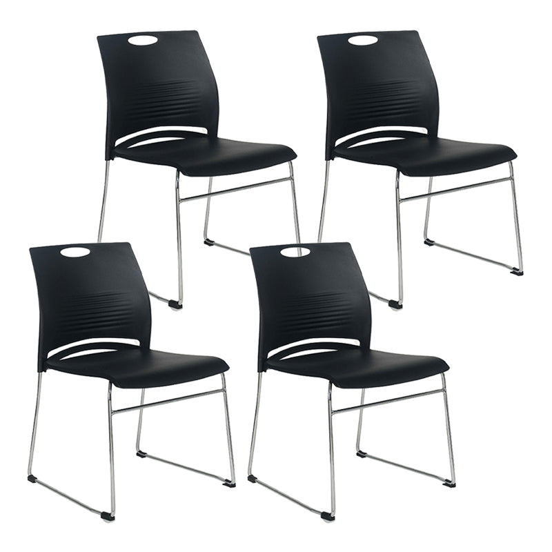 Mid-back Office Chair Plastic/Sponge Seat Armless Office Chair Black 4 Piece Set Clearhalo 'furn' 'furn_office_chair' 'Furniture' 'Office Chairs' 'Office Furniture' 'office_chair' 5440044