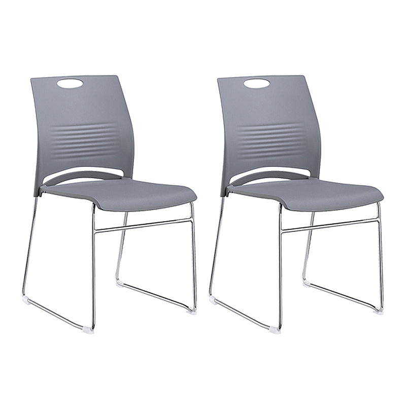 Mid-back Office Chair Plastic/Sponge Seat Armless Office Chair Grey 2 Piece Set Clearhalo 'furn' 'furn_office_chair' 'Furniture' 'Office Chairs' 'Office Furniture' 'office_chair' 5440046