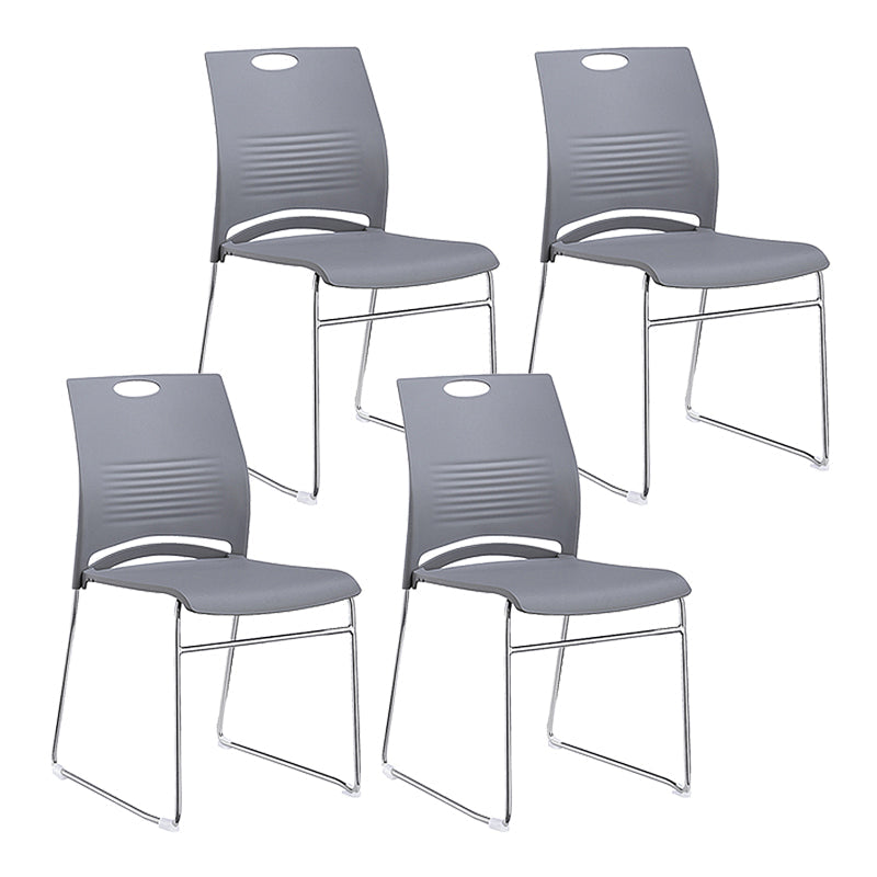Mid-back Office Chair Plastic/Sponge Seat Armless Office Chair Grey 4 Piece Set Clearhalo 'furn' 'furn_office_chair' 'Furniture' 'Office Chairs' 'Office Furniture' 'office_chair' 5440047