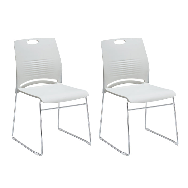 Mid-back Office Chair Plastic/Sponge Seat Armless Office Chair White 2 Piece Set Clearhalo 'furn' 'furn_office_chair' 'Furniture' 'Office Chairs' 'Office Furniture' 'office_chair' 5440052
