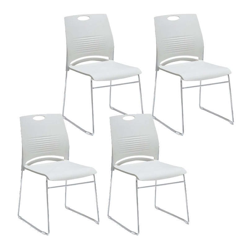 Mid-back Office Chair Plastic/Sponge Seat Armless Office Chair White 4 Piece Set Clearhalo 'furn' 'furn_office_chair' 'Furniture' 'Office Chairs' 'Office Furniture' 'office_chair' 5440053