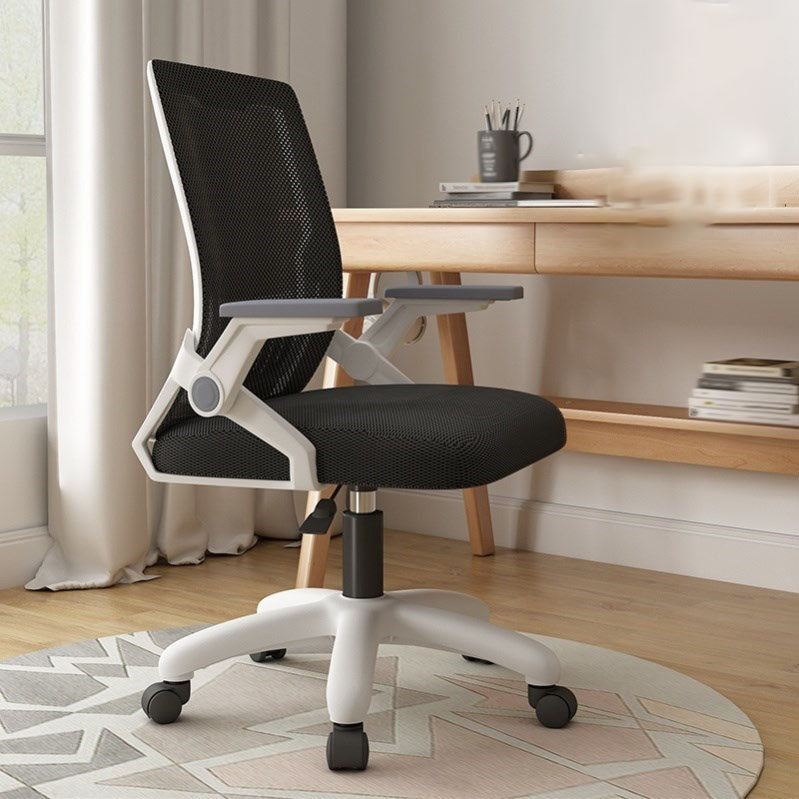 Mesh Desk Chair Modern Ergonomic Office Chair with Wheels for Office Black White Sponge Clearhalo 'furn' 'furn_office_chair' 'Furniture' 'Office Chairs' 'Office Furniture' 'office_chair' 5440092