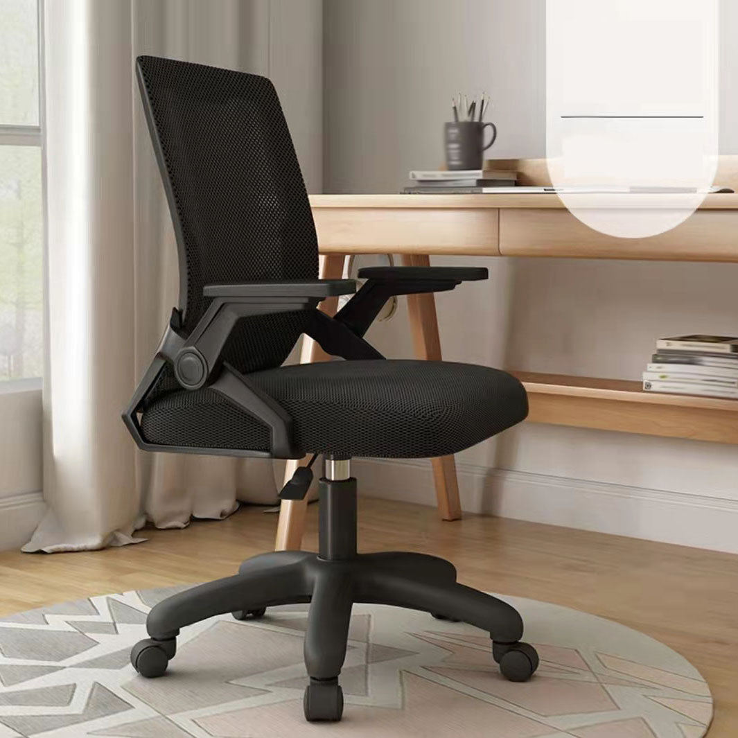 Mesh Desk Chair Modern Ergonomic Office Chair with Wheels for Office Matte Black Sponge Clearhalo 'furn' 'furn_office_chair' 'Furniture' 'Office Chairs' 'Office Furniture' 'office_chair' 5440102