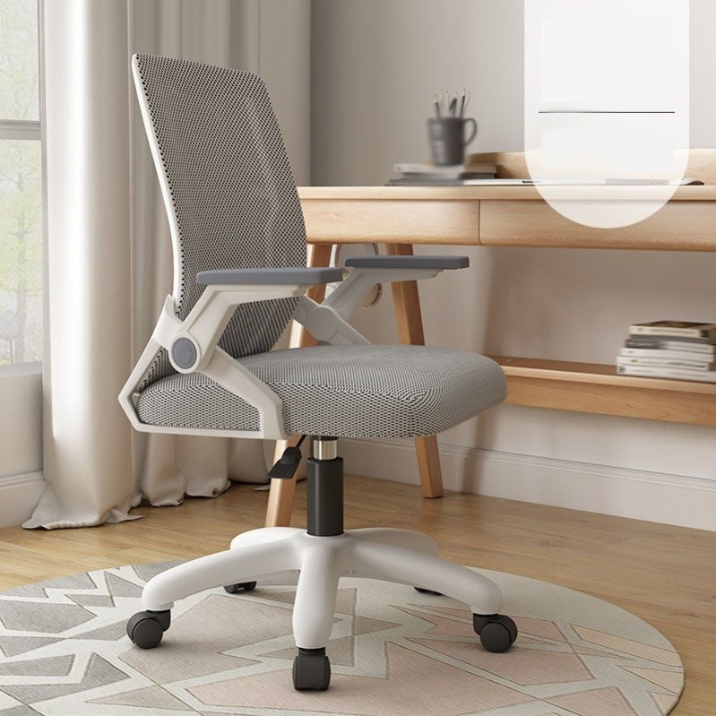 Mesh Desk Chair Modern Ergonomic Office Chair with Wheels for Office White-Gray Sponge Clearhalo 'furn' 'furn_office_chair' 'Furniture' 'Office Chairs' 'Office Furniture' 'office_chair' 5440106