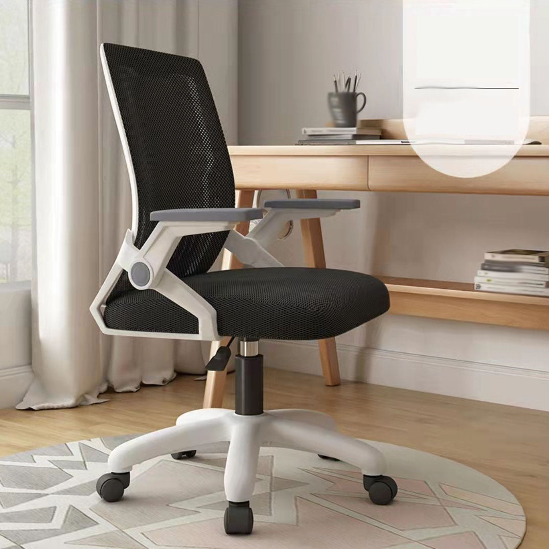 Mesh Desk Chair Modern Ergonomic Office Chair with Wheels for Office Black Sponge Clearhalo 'furn' 'furn_office_chair' 'Furniture' 'Office Chairs' 'Office Furniture' 'office_chair' 5440111