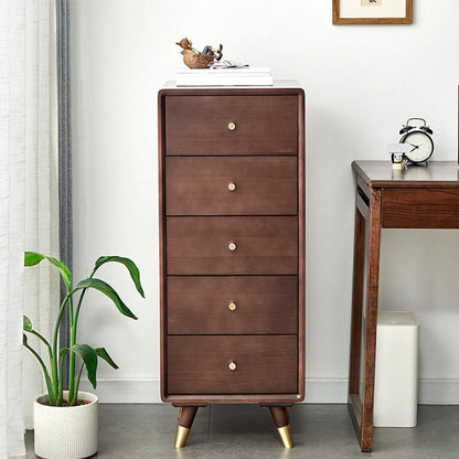 Vertical Modern Chest Bedroom Storage Chest in White and Brown 15.7"L x 15.7"W x 39.4"H Nut-Brown