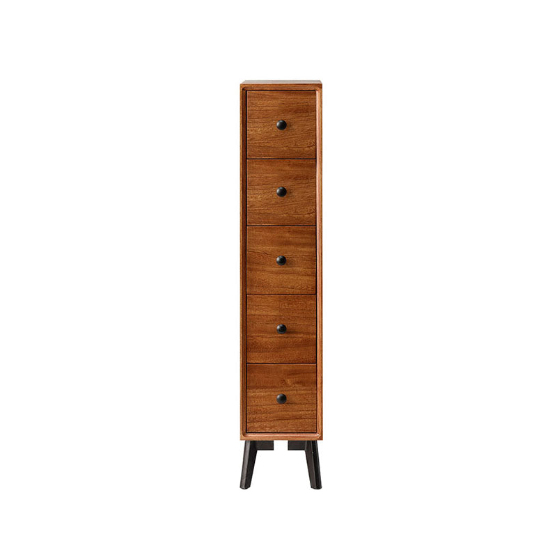 Modern Wooden Lingerie Chest Bedside Vertical Storage Chest in White and Brown 8"L x 16"W x 38"H Nut-Brown Clearhalo 'Bedroom Furniture' 'Dressers & Chests' 'dressers_chests' 'furn' 'furn_dressers_chests' 'Furniture' 5440426