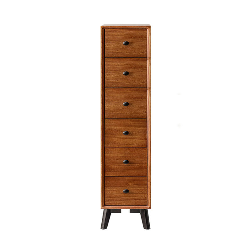 Modern Wooden Lingerie Chest Bedside Vertical Storage Chest in White and Brown 12"L x 16"W x 44.5"H Nut-Brown Clearhalo 'Bedroom Furniture' 'Dressers & Chests' 'dressers_chests' 'furn' 'furn_dressers_chests' 'Furniture' 5440430