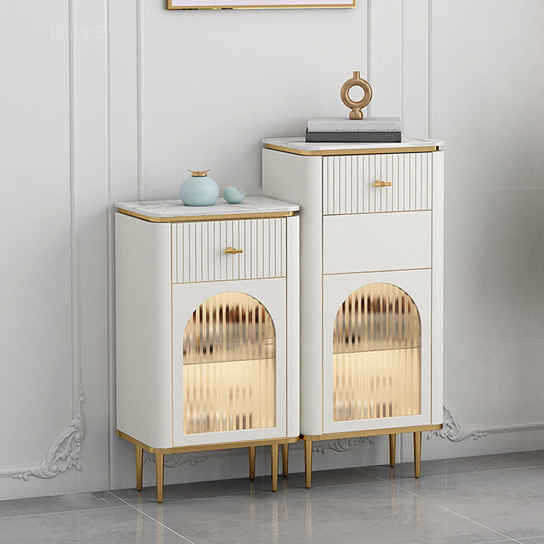 Commode combinée de style moderne vertical coffre de rangement de chambre à coucher blanc avec lumière du capteur