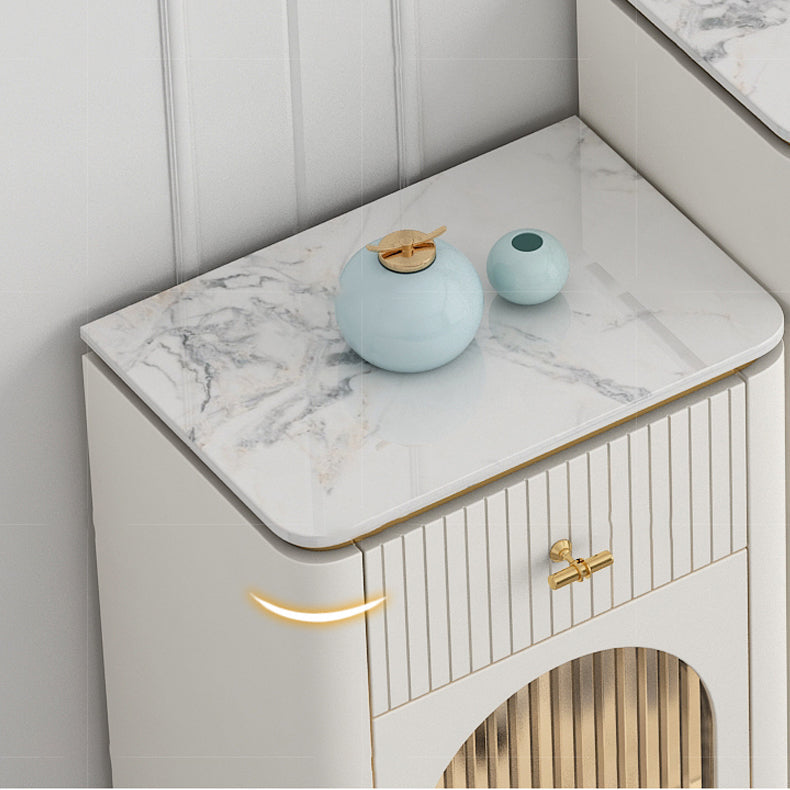 Commode combinée de style moderne vertical coffre de rangement de chambre à coucher blanc avec lumière du capteur