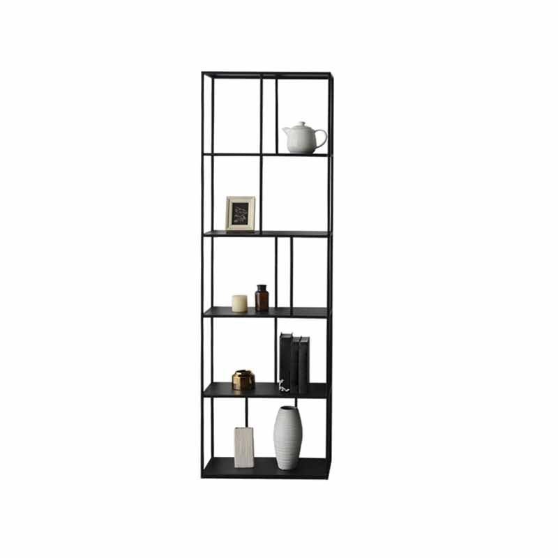 Modern Style Bookcase Open Back Metal Bookshelf for Home Office 23.6"L x 11.8"W x 76.8"H Black Clearhalo 'Bookcases' 'furn' 'furn_bookcases' 'Furniture' 'Office Furniture' 5440742