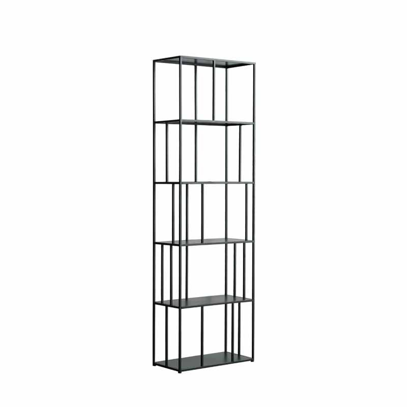Modern Style Bookcase Open Back Metal Bookshelf for Home Office 23.6"L x 11.8"W x 76.8"H Black-Gray Clearhalo 'Bookcases' 'furn' 'furn_bookcases' 'Furniture' 'Office Furniture' 5440743