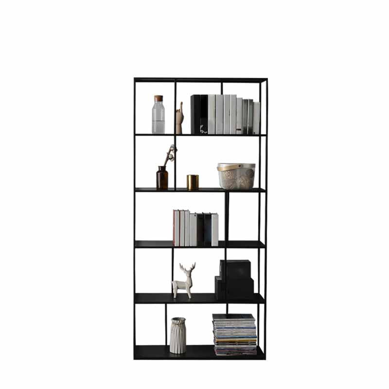 Modern Style Bookcase Open Back Metal Bookshelf for Home Office 35.4"L x 11.8"W x 76.8"H Black Clearhalo 'Bookcases' 'furn' 'furn_bookcases' 'Furniture' 'Office Furniture' 5440745