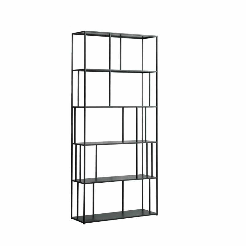 Modern Style Bookcase Open Back Metal Bookshelf for Home Office 35.4"L x 11.8"W x 76.8"H Black-Gray Clearhalo 'Bookcases' 'furn' 'furn_bookcases' 'Furniture' 'Office Furniture' 5440747